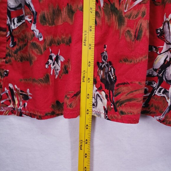 Women's Red Western Fit and Flare Horseback Riding Hunting Print Design Dress - Picture 3 of 11